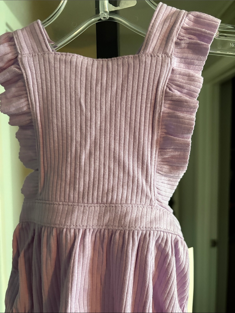 Cat & Jack Lilac Ribbed Ruffle Romper - Picture 3 of 8